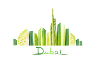 Fototapeta premium Dubai city landmarks made of vegetables