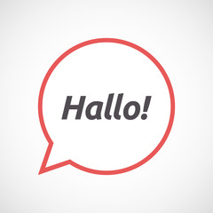 Isolated comic balloon with  the text Hello! in the German language
