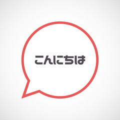 Isolated comic balloon with  the text Hello in the Japanese  language