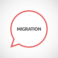 Isolated comic balloon with  the text MIGRATION