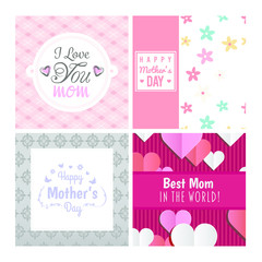 Fototapeta premium Vector set of greeting cards with mothers day message