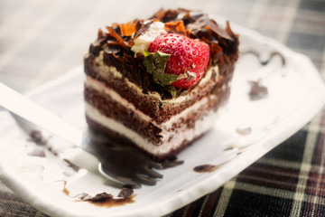 Chocolate cake with strawberry