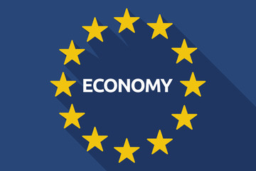 Long shadow EU flag with  the text ECONOMY