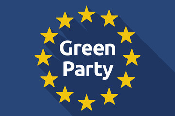 Long shadow EU flag with  the text Green Party