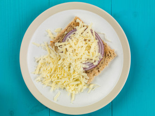 Open Cheese and Onion Toasted Sandwich