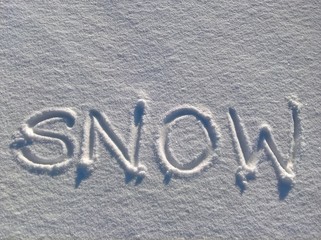 Snow the Caption. Handwritten in the snow surface.
