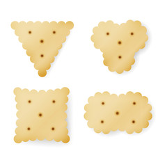 Cracker In Different Shapes. Yellow Cookie Vector.