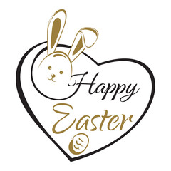 Easter lettering card. Cute Easter Bunny and Easter Egg. Vector illustration