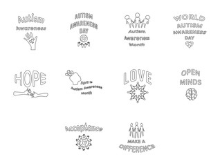 Vector icon set for autism awareness