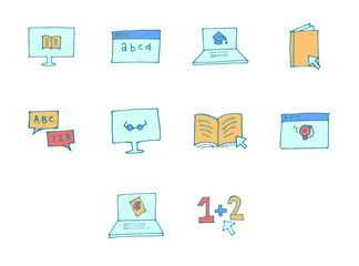 Vector icon set for online education