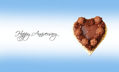 Heart shape anniversary cake isolated
