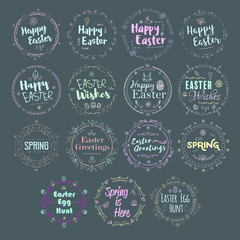 Vector icon set of easter and spring message