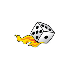 flaming on fire burning white dice risk taker gamble vector art © Vector1st