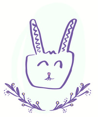 Greeting card with easter bunny drawing