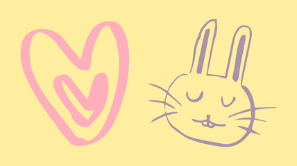 Greeting card with easter bunny drawing
