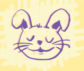 Greeting card with easter bunny drawing