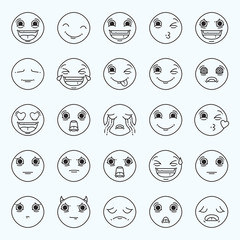 Vector icon set of emoticons