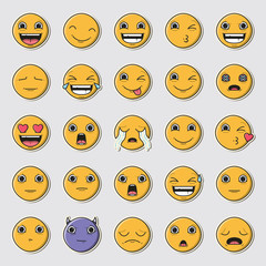 Vector icon set of emoticons