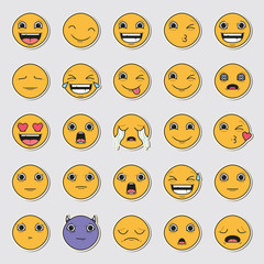 Vector icon set of emoticons