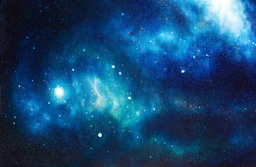 Cosmic space and stars, color cosmic abstract background. Original hand painting.