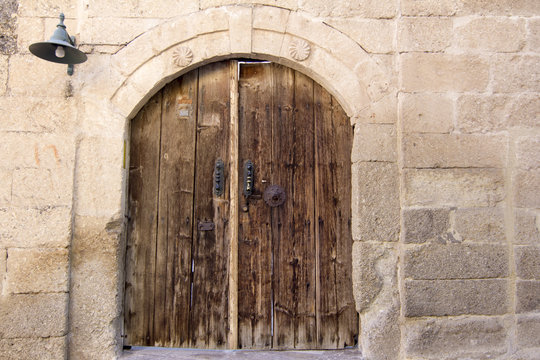 Old Ancient Wooden Castle Door