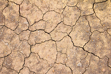 Cracked dry brown soil background, global warming effect