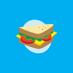 delicious yummy sandwich for breakfast cartoon theme vector