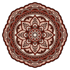 Colored decoration in mandala form. Mehndi style. Decorative pattern in oriental style. Eastern ethnic pattern.