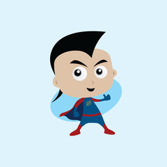 Adorable and amazing cartoon superhero in classic pose