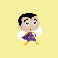 Adorable and amazing cartoon superhero in classic pose