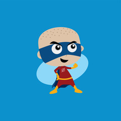 Adorable and amazing cartoon superhero in classic pose