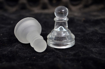 Chess concept , strategy.glass chess pieces