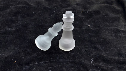 Chess concept , strategy. glass chess pieces