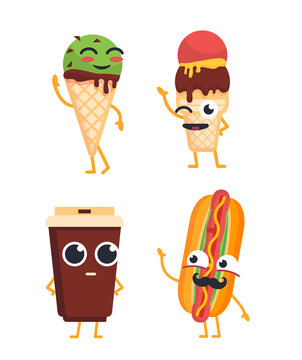 Fast Food Characters - vector set of mascot illustrations.