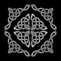 Embroidered Celtic knot pattern. Embroidery traditional necklace ornament. fashionable design. neckline vector