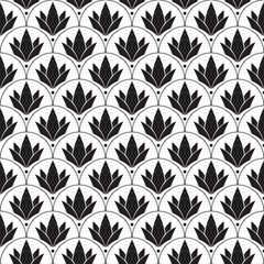 trendy black-white seamless pattern with lilies