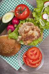 Delicious homemade burger with chicken