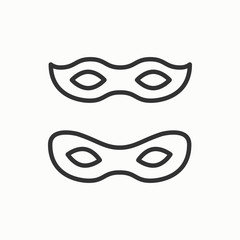 Traditional venetian festive carnival icon. Party celebration masquerade birthday holidays event. Thin line party basic element icon. Vector simple linear design. Illustration. Symbols black pictogram