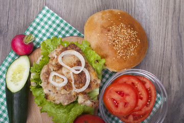 Delicious homemade burger with chicken