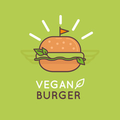 Vector illustration in flat and linear style - vegan burger