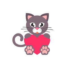 cartoon cat with heart