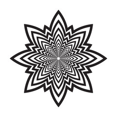 Abstract black and white circular pattern. Eight-pointed star. Black and white vector ornament.