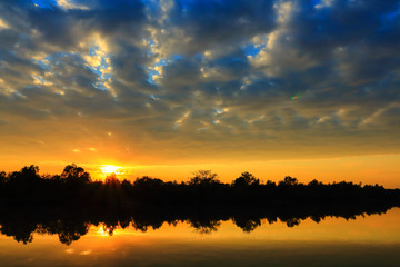 Beautiful atmosphere sky at sunset.