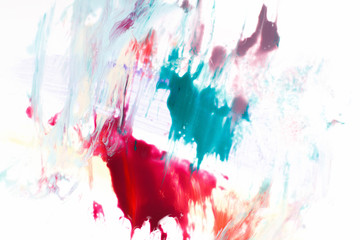 Creativity, modern art, abstractionism. Colorful abstract painting of vivid northern lights isolated on white background.