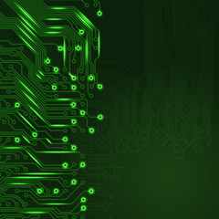 Electronics green background with circuit board