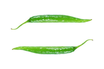fresh green chili isolated on white