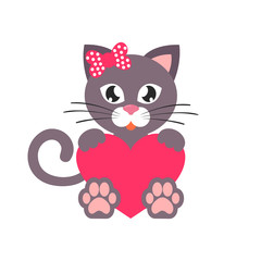 cartoon cat girl with heart