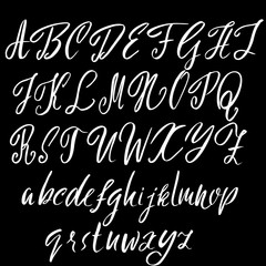 Hand drawn font. Modern brush lettering. Elegant alphabet. Vector illustration.