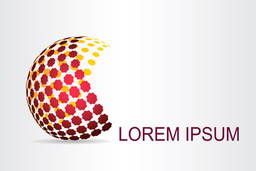 Logo stylized spherical surface with abstract shapes