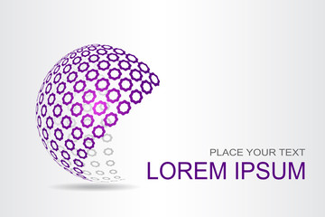 Logo stylized spherical surface with abstract shapes